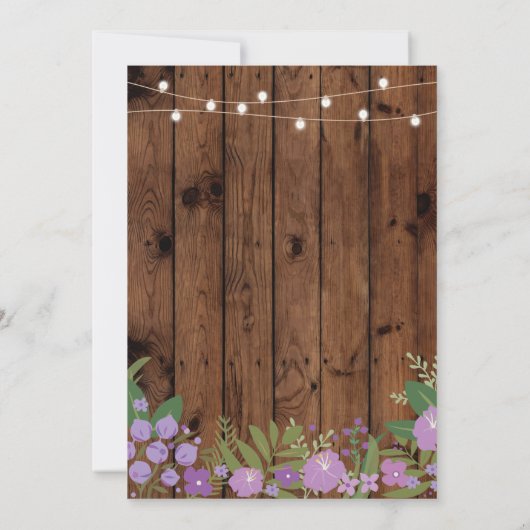 私はBBQのカップルのシャワーのひもライト木製の招待をします 招待状 (裏面)