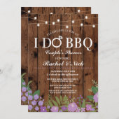 私はBBQのカップルのシャワーのひもライト木製の招待をします 招待状 (正面/裏面)