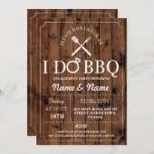 私はBBQのカップルのシャワーの婚約の木製の招待をします 招待状 (正面/裏面)