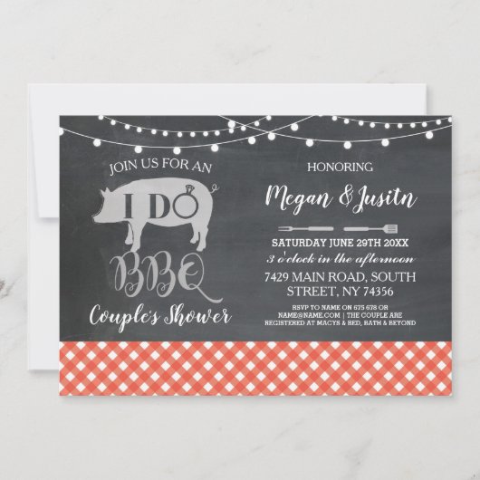 私はBBQのカップルのシャワーの招待の婚約パーティをします 招待状 (正面)