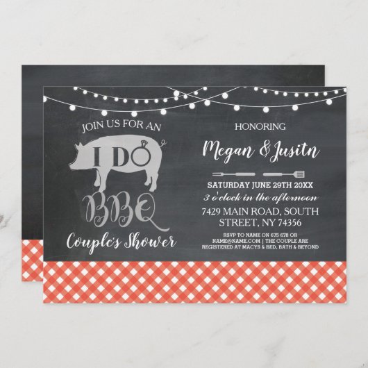 私はBBQのカップルのシャワーの招待の婚約パーティをします 招待状 (正面/裏面)