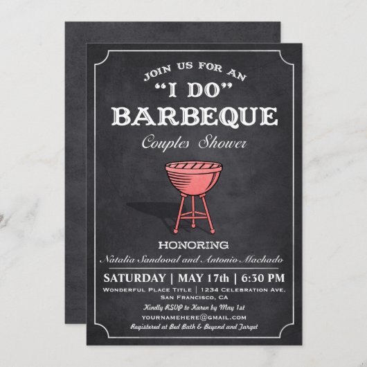 私はBBQのカップルのシャワーの招待状をします 招待状 (正面/裏面)