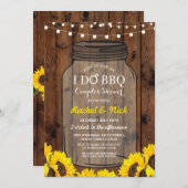 私はBBQのカップルのシャワーの瓶の木製のヒマワリの招待をします 招待状 (正面/裏面)