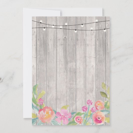 私はBBQのカップルのシャワーライト木製の花の招待をします 招待状 (裏面)