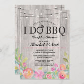 私はBBQのカップルのシャワーライト木製の花の招待をします 招待状 (正面/裏面)