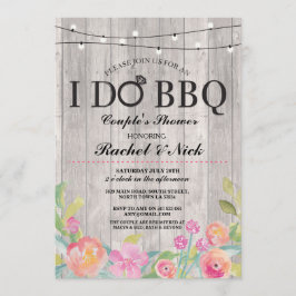 私はBBQのカップルのシャワーライト木製の花の招待をします 招待状