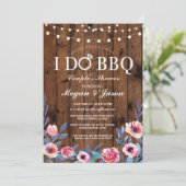 私はBBQのカップルのシャワーライト木製の花の招待をします 招待状 (スタンド正面)