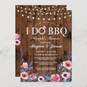 私はBBQのカップルのシャワーライト木製の花の招待をします 招待状 (正面/裏面)