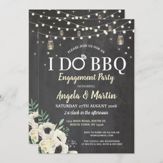 私はBBQのチョークのホタルの瓶のチョークのシャワーの招待をします 招待状 (正面/裏面)