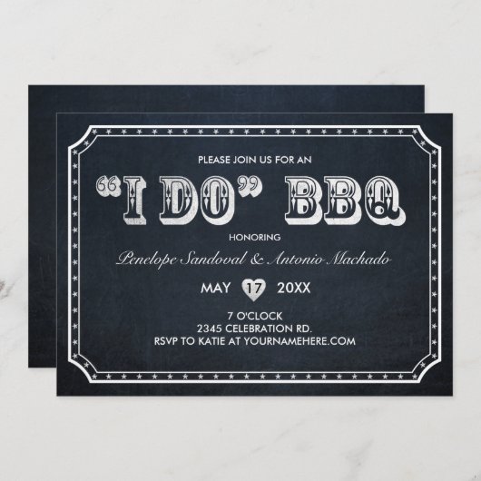 私はBBQのヴィンテージの黒板の招待状V.2をします 招待状 (正面/裏面)