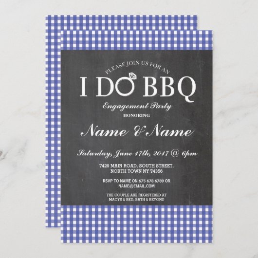 私はBBQの婚約のチョーク海軍リングの招待をします 招待状 (正面/裏面)
