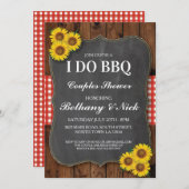 私はBBQの婚約のヒマワリの素朴で赤い招待をします 招待状 (正面/裏面)