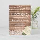 私はBBQの婚約のレースライト木製のパネルの招待をします 招待状 (スタンド正面)