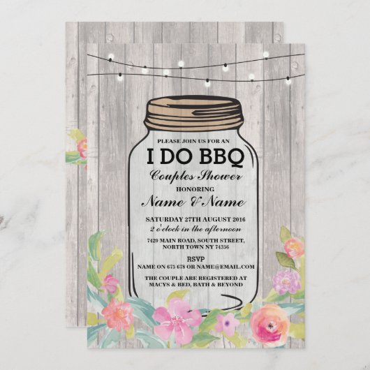 私はBBQの婚約パーティのカップルのシャワーの招待をします 招待状 (正面/裏面)