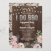 私はBBQの婚約パーティの招待をします。 素朴な木 招待状 (正面/裏面)