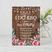 私はBBQの婚約パーティの花の木製のリングの招待をします 招待状 (スタンド正面)