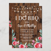 私はBBQの婚約パーティの花の木製のリングの招待をします 招待状 (正面/裏面)