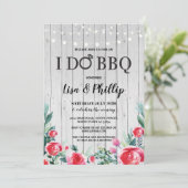 私はBBQの婚約パーティの花の木製のリングの招待をします 招待状 (スタンド正面)