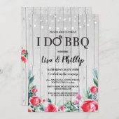 私はBBQの婚約パーティの花の木製のリングの招待をします 招待状 (正面/裏面)