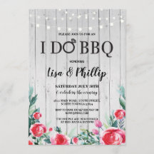 私はBBQの婚約パーティの花の木製のリングの招待をします