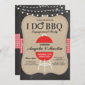 私はBBQの婚約パーティの赤いチョークのシャワーの招待をします 招待状 (正面/裏面)