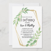 私はBBQの婚約パーティの金ゴールドフレームの葉をします 招待状 (正面)
