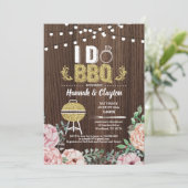 私はBBQの招待をします。 婚約パーティの素朴な金ゴールド 招待状 (スタンド正面)