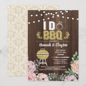 私はBBQの招待をします。 婚約パーティの素朴な金ゴールド 招待状 (正面/裏面)