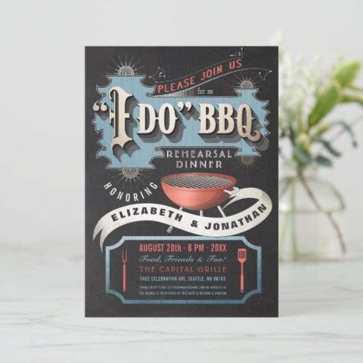 私はBBQの招待状|のリハーサルの夕食の黒をします 招待状 (スタンド正面)