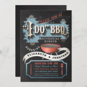 私はBBQの招待状|のリハーサルの夕食の黒をします 招待状 (正面/裏面)