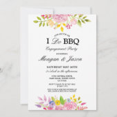 私はBBQの花のピンクのかわいらしい婚約の招待状をします 招待状 (正面)