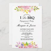 私はBBQの花のピンクのかわいらしい婚約の招待状をします 招待状 (正面/裏面)