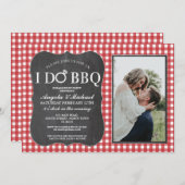 私はBBQの赤い婚約のカップルのシャワーの写真をします 招待状 (正面/裏面)