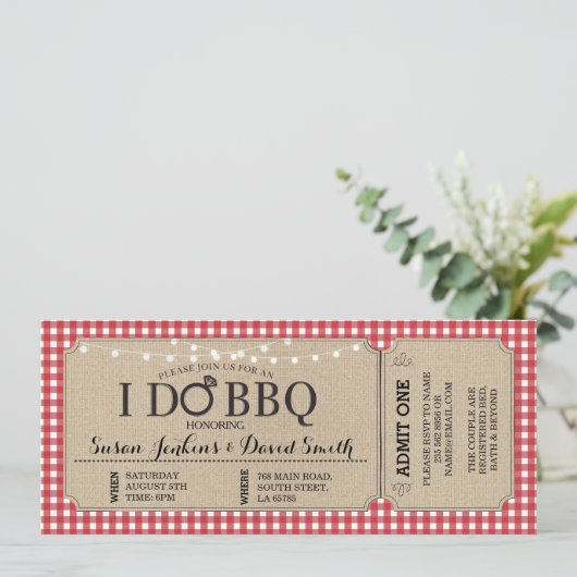 私はBBQの赤い婚約のチケットのパーティの招待状をします 招待状 (スタンド正面)