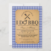 私はBBQの青いヴィンテージのパーティーの婚約の招待状をします 招待状 (正面)