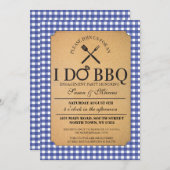 私はBBQの青いヴィンテージのパーティーの婚約の招待状をします 招待状 (正面/裏面)