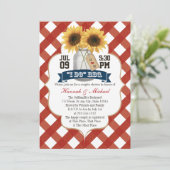 私はBBQひまわりメイソン瓶カップルのシャワー 招待状 (スタンド正面)