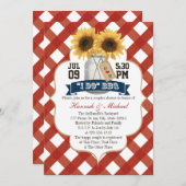 私はBBQひまわりメイソン瓶カップルのシャワー 招待状 (正面/裏面)