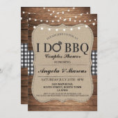 私はBBQカップルのギンガム素朴招待状 招待状 (正面/裏面)