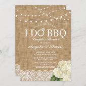 私はBBQカップルのシャワーバーラップライトバラ招待状 招待状 (正面/裏面)