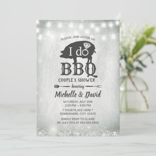 私はBBQカップルのシャワー素朴を結婚行う 招待状 (スタンド正面)