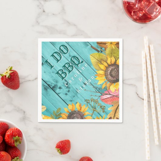 私はBBQカップルはシャワーウッド素朴のヒマワリ スタンダードカクテルナプキン (インサイチュ)