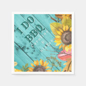 私はBBQカップルはシャワーウッド素朴のヒマワリ スタンダードカクテルナプキン (正面)