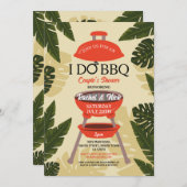 私はBBQカップルシャワーガーデンヤード葉 招待状 (正面/裏面)