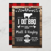 私はBBQカップルシャワー国木製の黒板を行う 招待状 (正面/裏面)