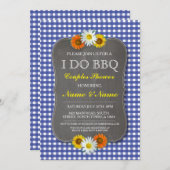私はBBQカップルシャワー素朴ブルーフローラ招待状 招待状 (正面/裏面)