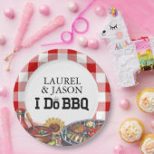 私はBBQカップル素朴シャワーパーティーギンガムを行う ペーパープレート (パーティー)