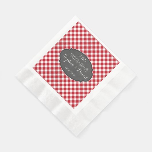 私はBBQギンガムチョーク素朴婚約モノグラムをする 縁ありランチョンナプキン (角)