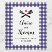 私はBBQネイビーブルーピクニックカップルの名前を行う ワインラベル (シングルラベル)