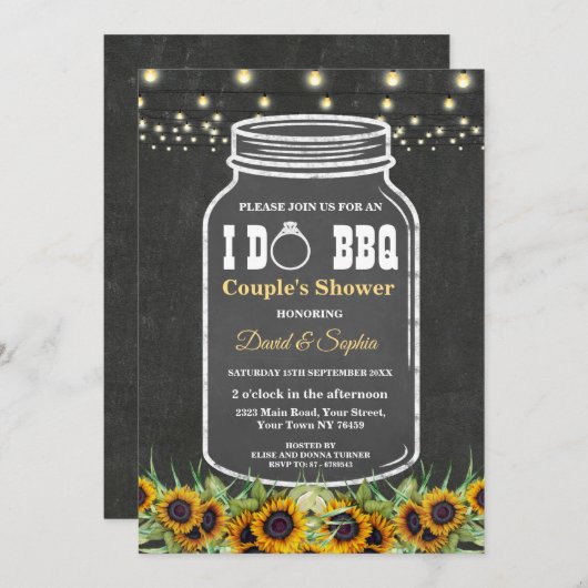 私はBBQメーソンジャールシャルボードカップルシャワーを行う 招待状 (正面/裏面)
